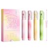 4PCs/Set High Quality Oblique Tip Shiny Highlighter Pen Glitter Eye Protection Marker Pen Hand Account Pen Gift
