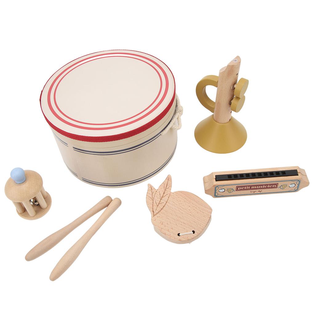 Kids Musical Instruments Simulation Early Education Drum Wood Stick Handbell Trumpet Castanet