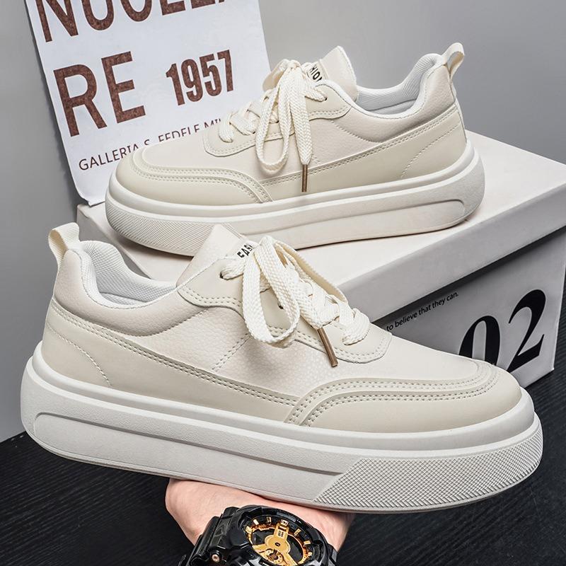 Men S Korean Style Casual White Sneakers For Students Breathable Sports Shoes