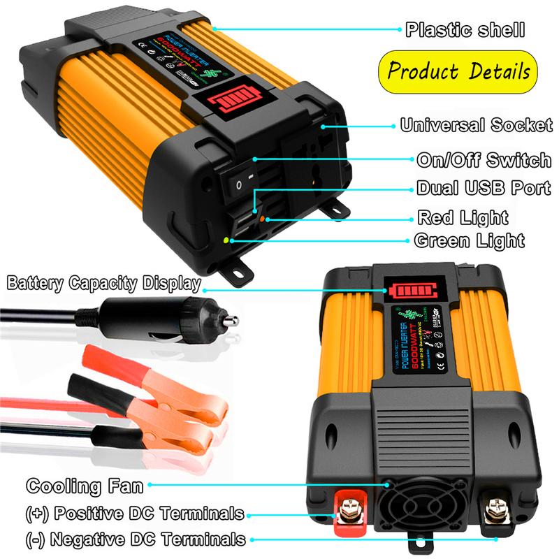 6000W Solar System Complete Kit 12V To 110V/220V 100A Controller 2*300W Panel Off-Grid Inverter System for Home/Camping Backup