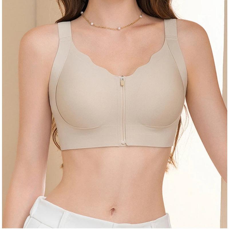 Women Front Zip Wireless Bra Four Way Lift Support Comfortable Lingerie
