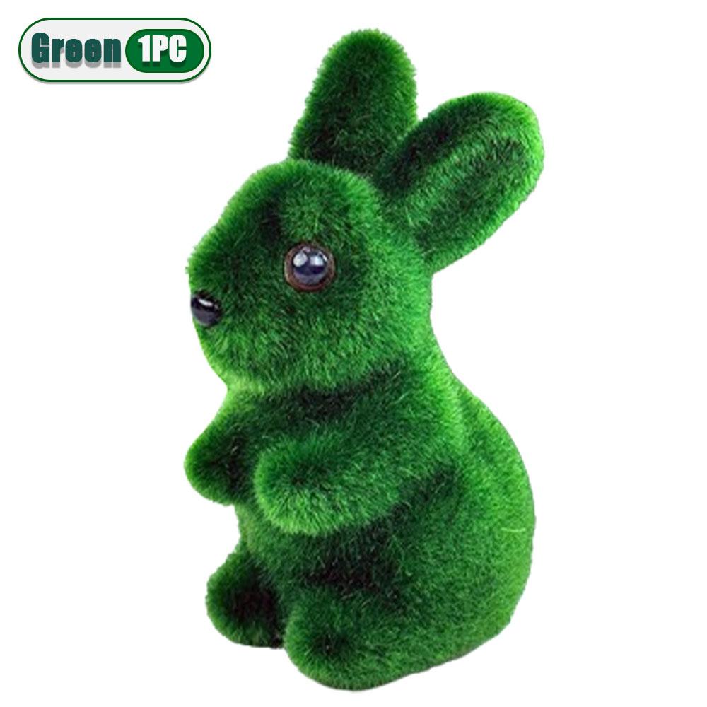 1-20PCS 3D Realistic Easter Bunny Green Foam Flocking Moss Rabbit Craft Ornament Gardening Decor Spring Home Decoration
