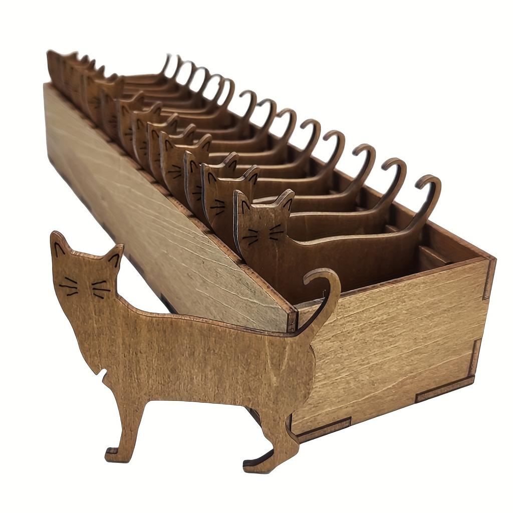 1set Wooden Rabbit Spool Set with Stand | Sheep and Cat Design Thread Organizer Box for Embroidery and Sewing Supplies Storage