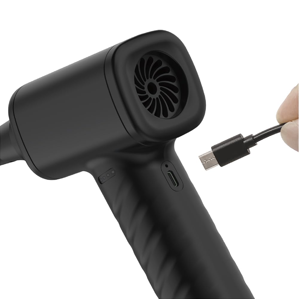 Nakabayashi Electric Air Duster, USB Rechargeable, Foldable, Black, Z4682