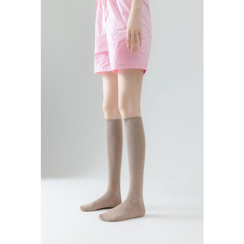Solid Color Over-the-knee Socks, Three-dimensional Pit Striped Calf Socks, Versatile Boot Socks, Simple School Style, Over-the-knee Breathable