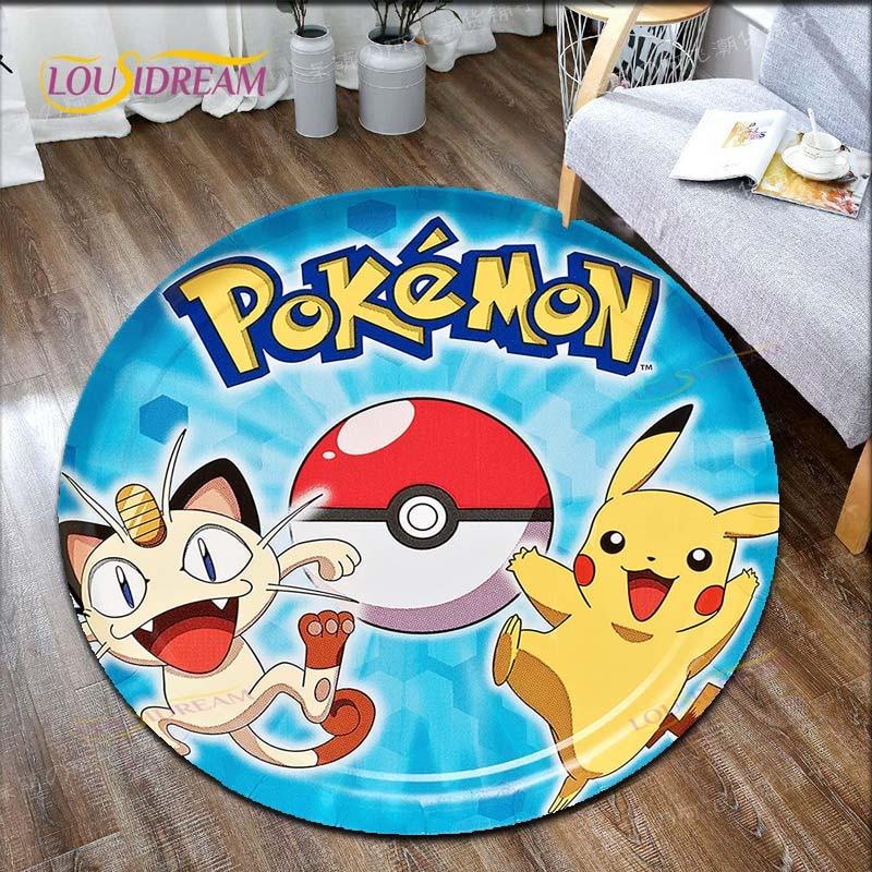 

Cartoon Pokemon Print Children Pikachu Carpet Area Rugs Round Carpet for Living Room Floor Mat Flannel Anti-Slip Mat Room Decor 100cm