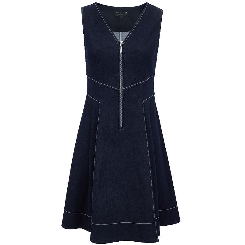 

VEROMODA 2025 Summer Cotton Blend V-Neck A-Line Mid Dress L