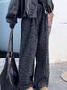 Fleece-Lined Leopard Print Wide-Leg Casual Pants for Women Plus Size