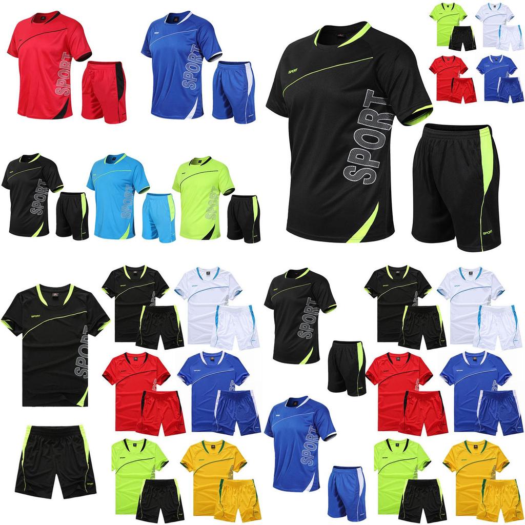 Sports Running Men Suit Quickdrying Short Sleeve Shirts Summer Gym Shorts