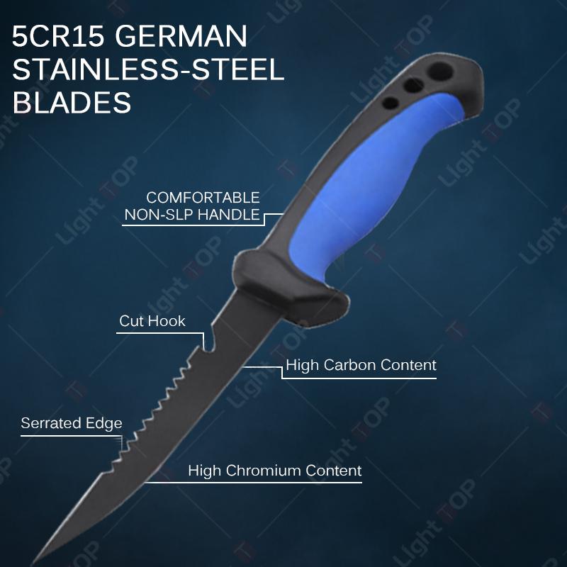 

5inch Stainless Steel Fish Filleting Knife Kitchen Fish Killing Knives with Non-Slip Handle Sharp Meat Fruit Knife with Cover