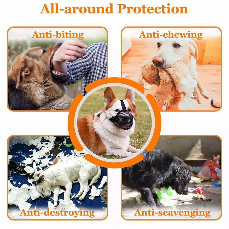 1Pc Mouth Cover Breathable Anti Bite Solid Color Pet Accessories Adjustable Dog Safety Muzzle Nylon