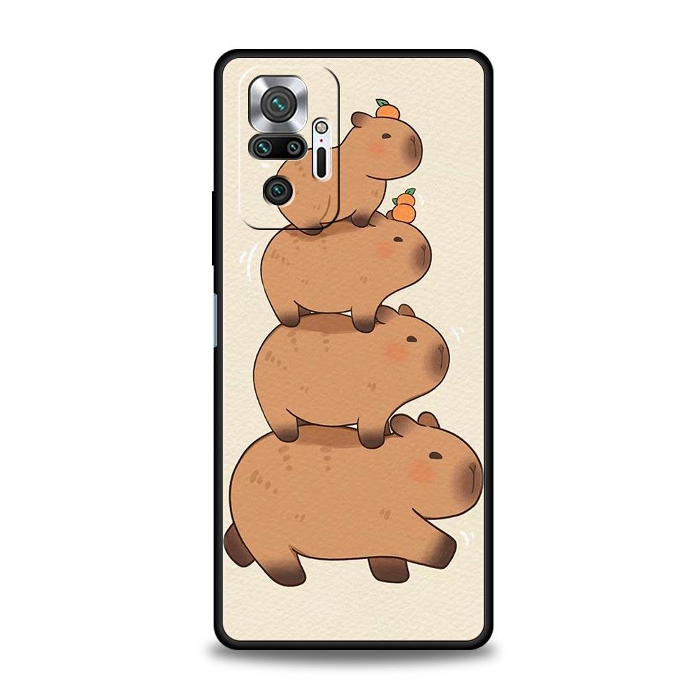 Cartoon Capybara Phone Case For Xiaomi Redmi Note 14 13 5G 10 11 12 Pro Plus 4G 14C 13C 12C 10C Black Cover