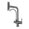 Waterfall Faucet Multi-functional 4 Mode Pure Hot Cold Water Kitchen Faucet Sprayer Sink Wash Tap 360° Rotation Gun Gray Brushed