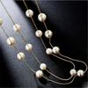 New Elegant Long Double Layer Simulated Pearl Necklace Women Sweater Chain Female Collares Statement Jewlery Accesories