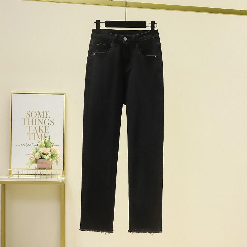 

DIMANAF 2025 Лето Новые Джинсы Брюки Женские Свободные Повседневные Джинсовые Шаровары Большие Синие Брюки 2XL чёрный