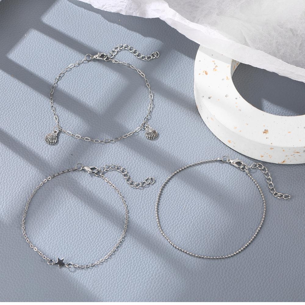 Стильный пляжный браслет на щиколотку, Персонализированный простой набор из 3-х браслетов на щиколотку со звездами и ракушками, Аксессуары для ног