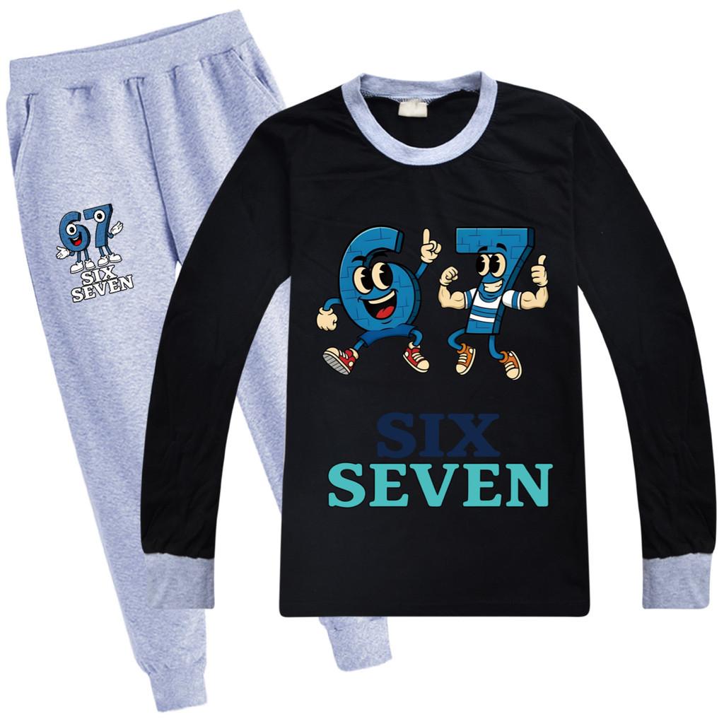 5225 Kinder Jungen Mädchen Steal a Brainrot 67 Print T-Shirt Hose Kleidung Set