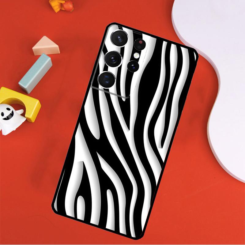 Black White Zebra Stripe Phone Case For Samsung Galaxy S25 Ultra S9 S10 S20 FE S21 S22 S23 S24 Plus S24 Ultra Cover
