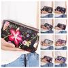 Fabric Phone Purse Flower Wallet Print Three Zippers Bags Fashion Canvas Wallet  Girl