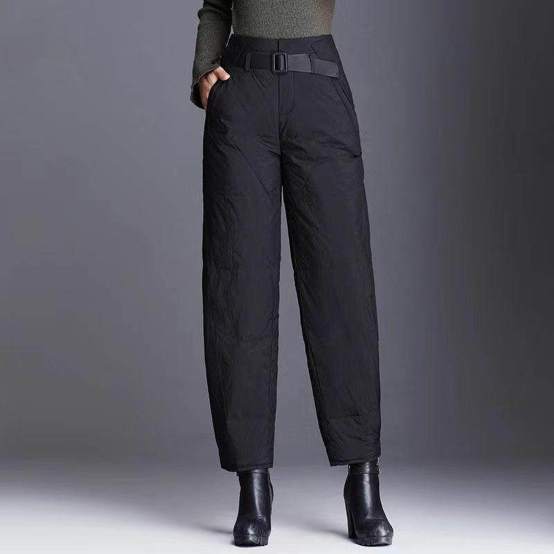 Women's High-Waisted Loose-Fit Bootcut Down Cotton Pants - Winter 2023 Trend