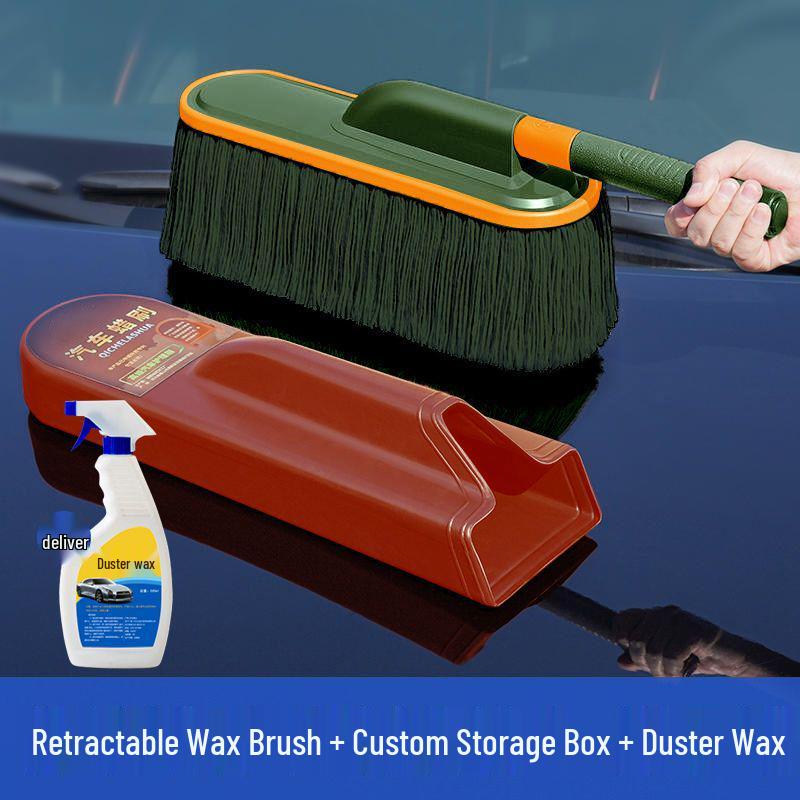 Car Dust and Snow Cleaning Brush with Retractable Rod