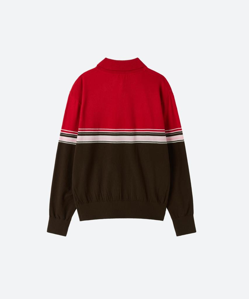 MOONSUN M.C Unisex, Point Stripe Collar Knit / Red Pink