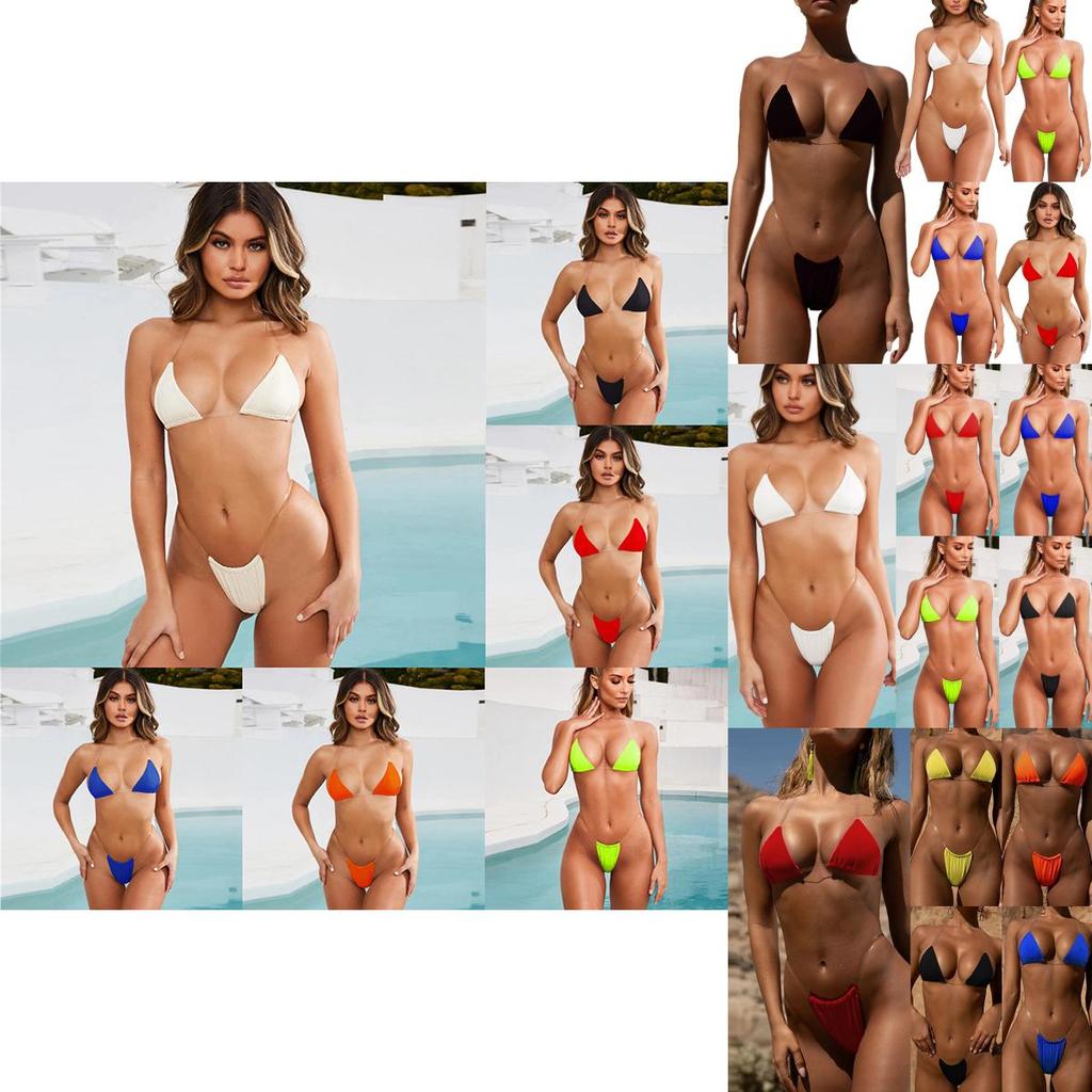 Clear Micro Bikini Straps Women Brazilian Gstring Set Thong Swimsuit Swimwear
