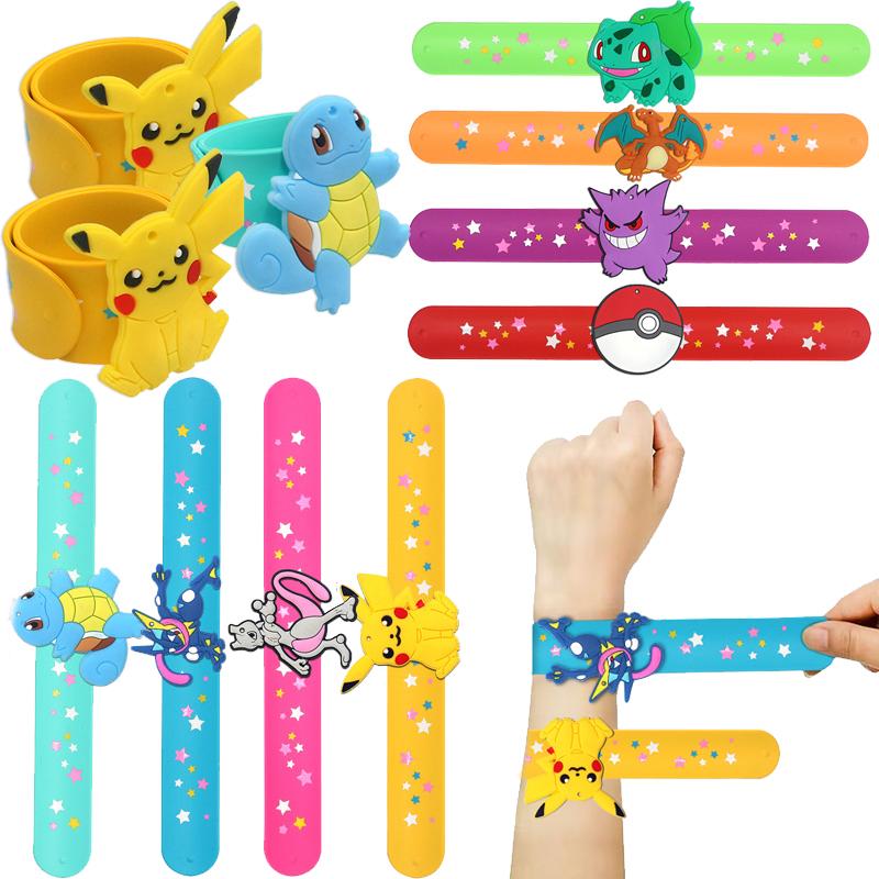 Slap Bracelet Kids Pikachu Birthday Decoration Pvc Anime Wristband Child Slap Band Puzzle Toy Boys Girls Birthday Party