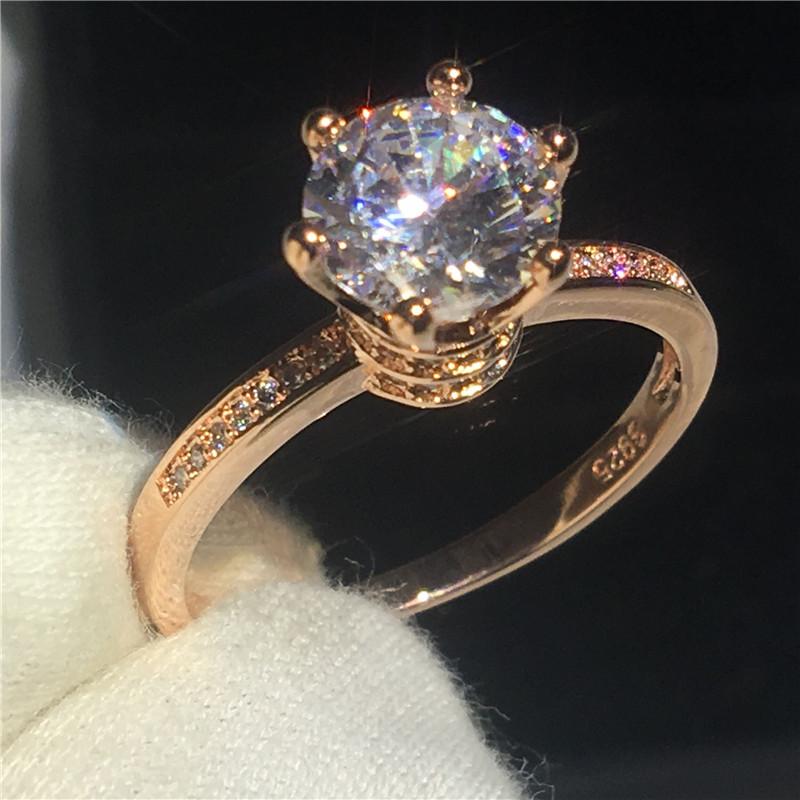 Rose Gold Lab Diamond Ring Wedding Band Rings for Women Engagement Promise Party Jewelry Gift 5