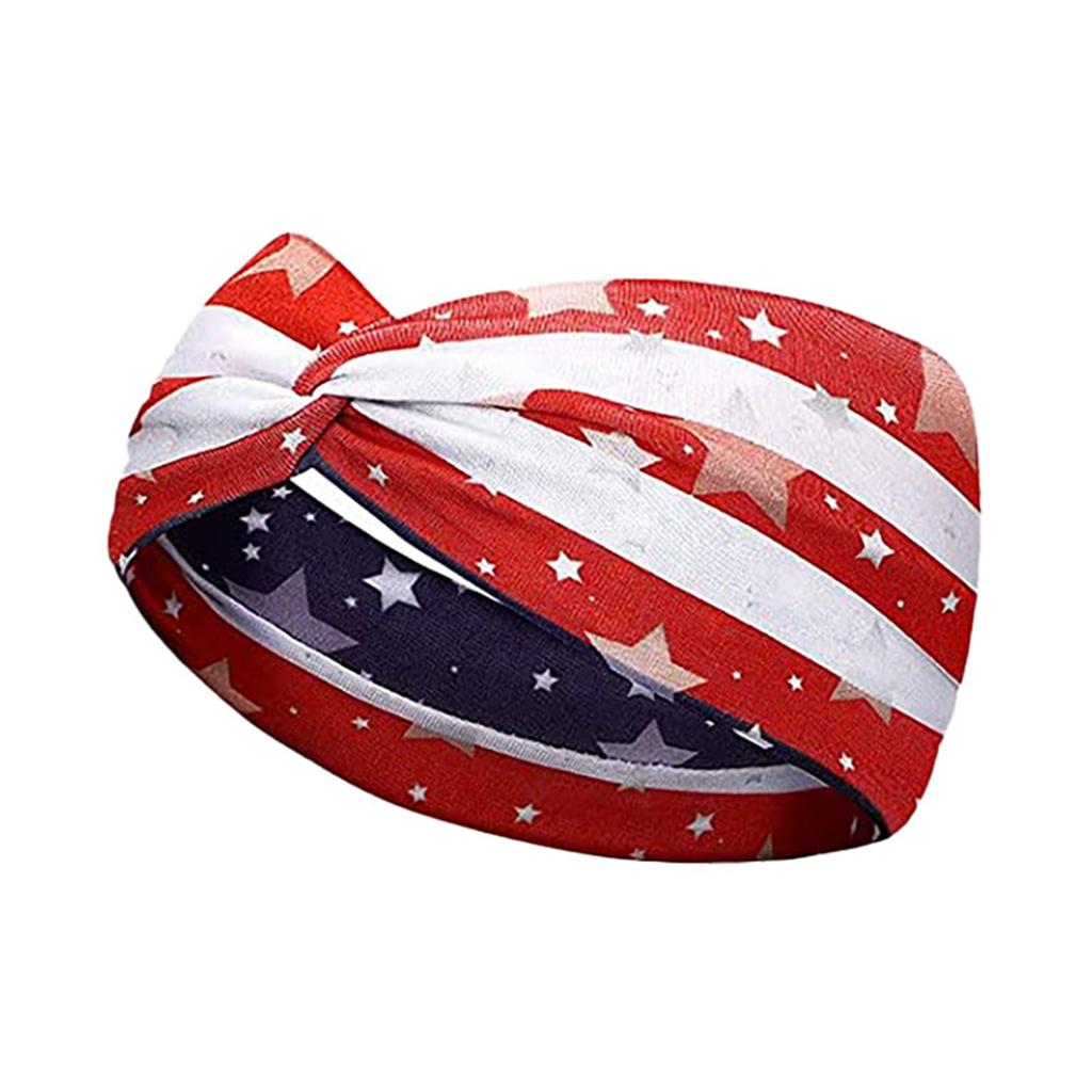 Retro Star Stripe Twisted Sweat Absorbing Yoga Running Headband for Sports and Party Decoration Unisex Stretchy Hair Band