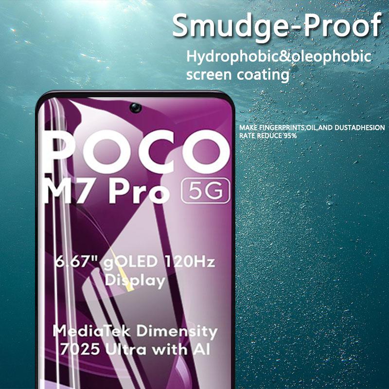 4 Pçs Protetor De Tela Para Xiaomi Poco M7 Pro 5g Vidro Temperado Cristal Hd Alto Alumínio Anti Risco Caso Amigável Impressão Digital