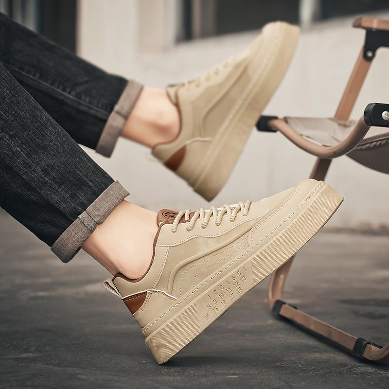 Весняні чоловічі кросівки Високоякісні Дизайнерські Зручні Платформні Туфлі Вуличні Чоловічі Повсякденні На шнурівці Нековзкі Вулканізовані Туфлі