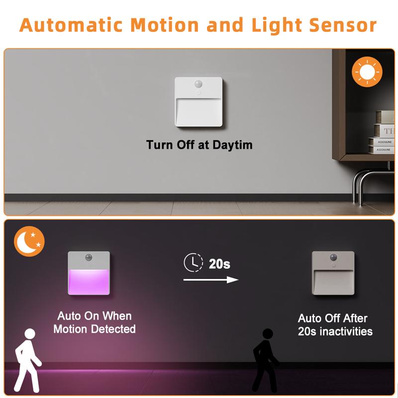 1 Pcs RGB Night Light LED Motion Sensor Color-Changing Lamp Indoor Decoration LED Illumination for Corridors Bedroom Lighting