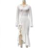 2025 Summer Sexy V-neck Flare Sleeve Ruffle Slit Dress for Women
