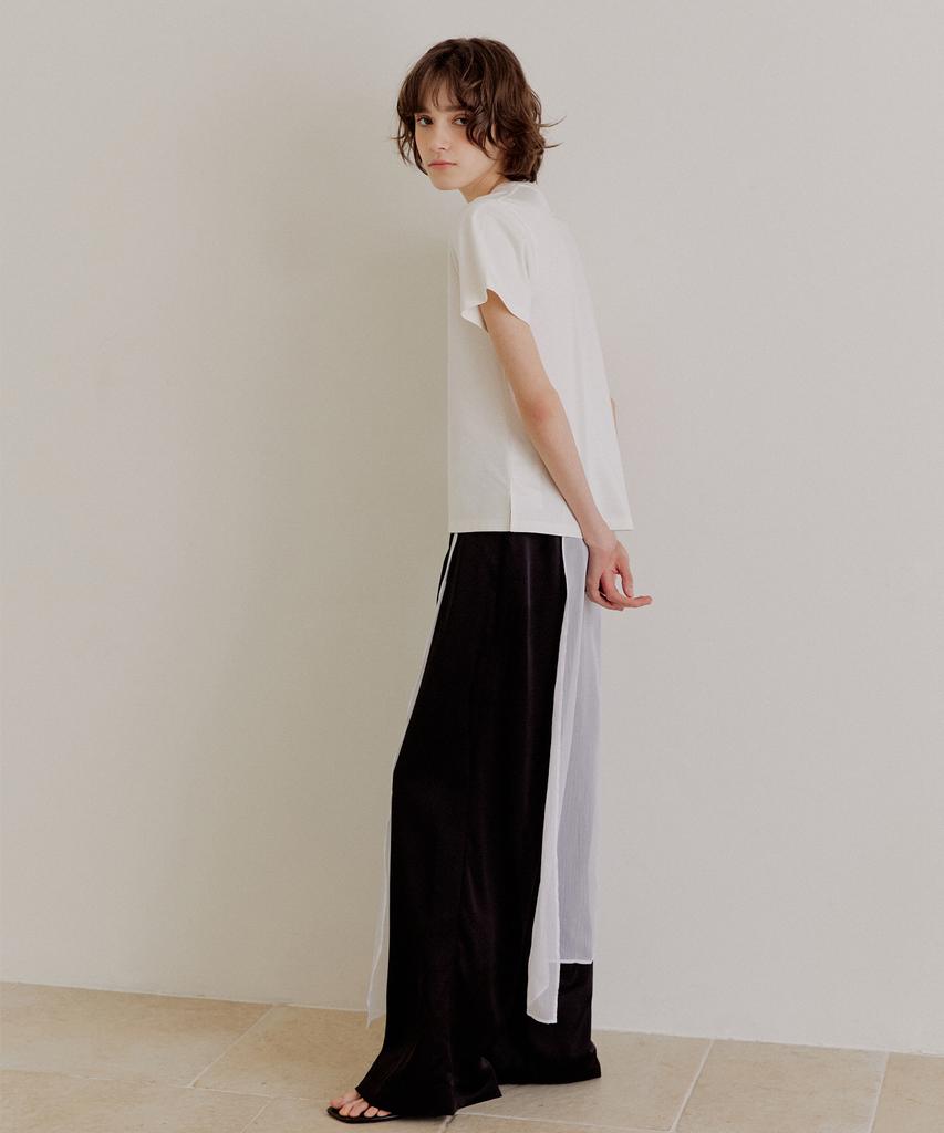 LEFTSEOUL 60-Count Reporter Cotton Half T-Shirt [White]