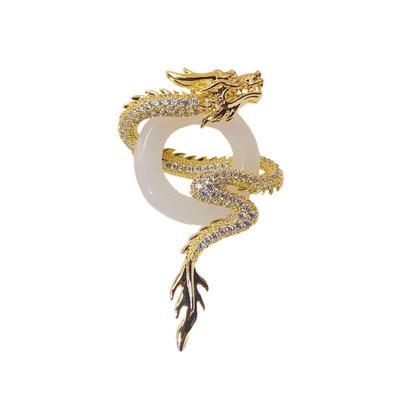 Tierkreiszeichen Drache Kupferbrosche Herren- und Damen-High-End-Anstecknadel Brosche Herbst- und Wintermantel-Accessoires Trend