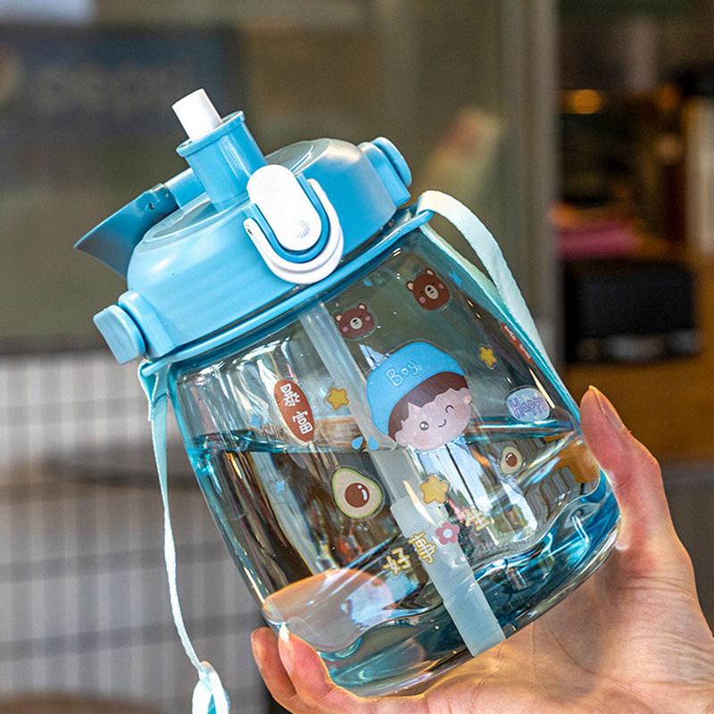 Kubek Izolowany dla Dzieci 900 ml Kubek z Dużym Brzuchem Termos ze Stali Nierdzewnej Przenośny Czajnik ze Słomką Kreskówkowy Termos Próżniowy Butelka na Wodę