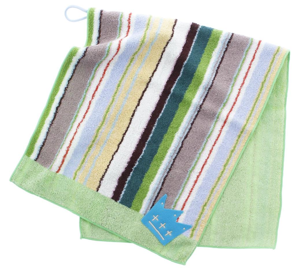 Imabari Towel Face 28 X Towel, Multi-Stripe, Kids, Green, Approx. 65cm, MM0802-0100-41