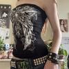 Wing-printed Personalized Street-style Halter-neck Millennial Girl Sexy Small-sized Fitted Slimming Top