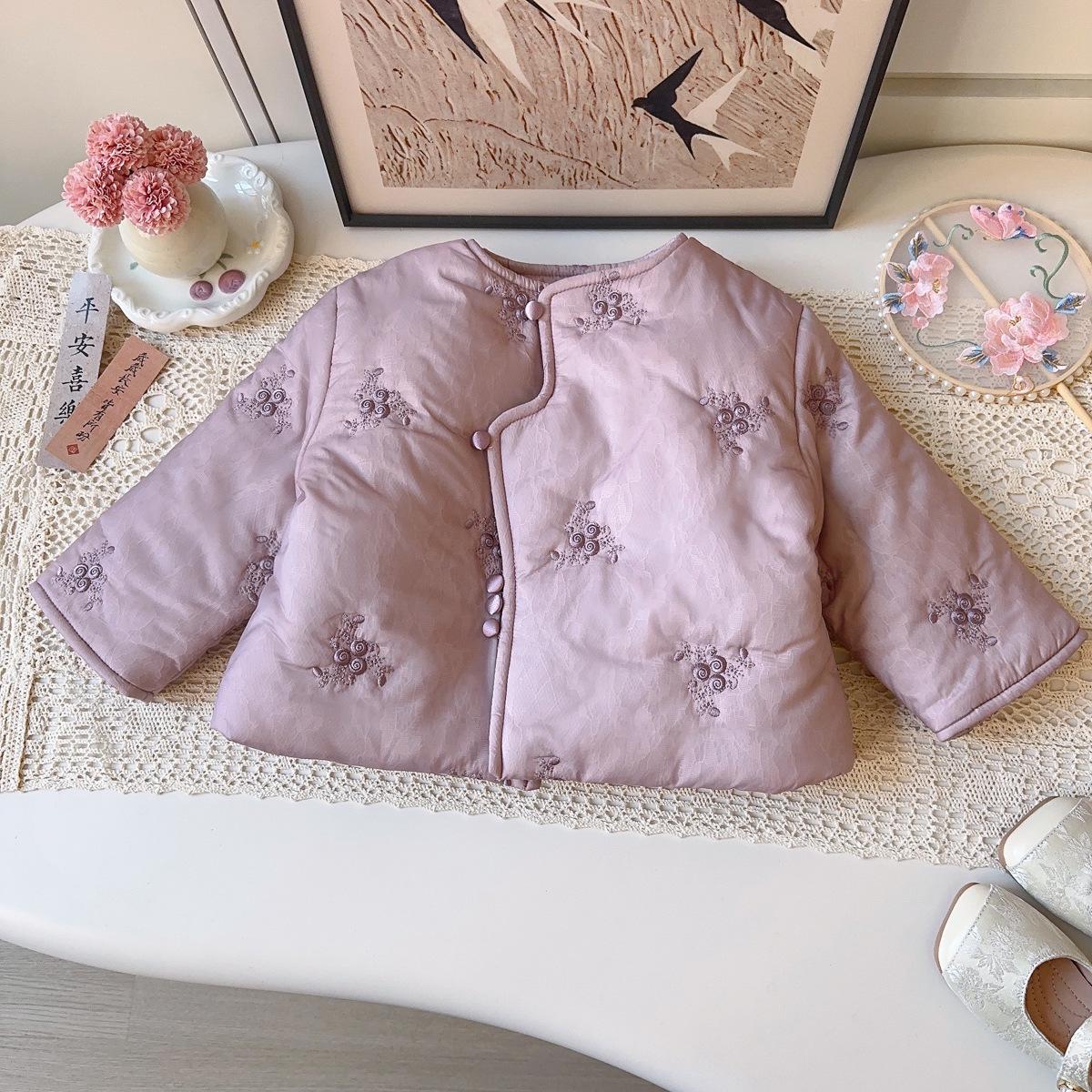 

Дитяча зимова бавовняна куртка з вишивкою AWB117 - Новий китайський стиль, потовщена для тепла 130