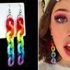 Mode Kette Ohr Haken Frauen Lange Regenbogen Clip Ohrringe Club Schmuck