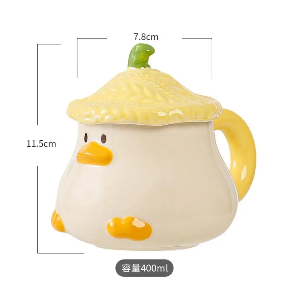 Cana din ceramică cu capac, cu capac, pentru birou și ceașcă de cafea pentru uz casnic, pere de rață, vase de băutură pentru cuplu.