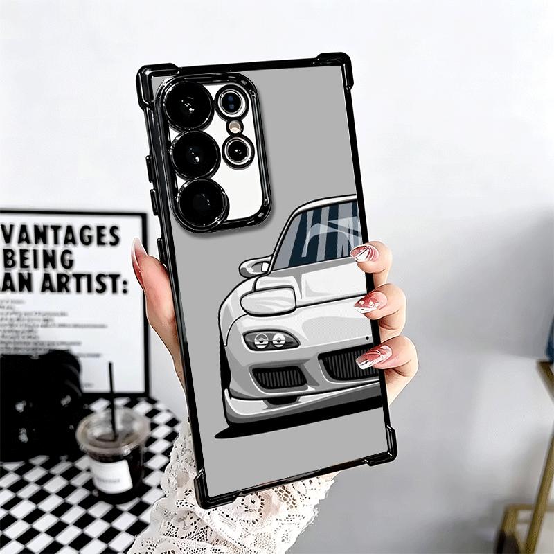 Simple Japanese Sports Cars Pattern Plating Phone Case For Samsung Galaxy S24 S25 FE S26 Edge S23 Ultra S22 S21 Plus S20 Anti-Fa