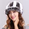 Fur Rabbit Fur Hat for Women Winter Middle-aged and Elderly Women Rex Rabbit Fur Thick Warm Duckbill Hat Ear Protection Mother Hat