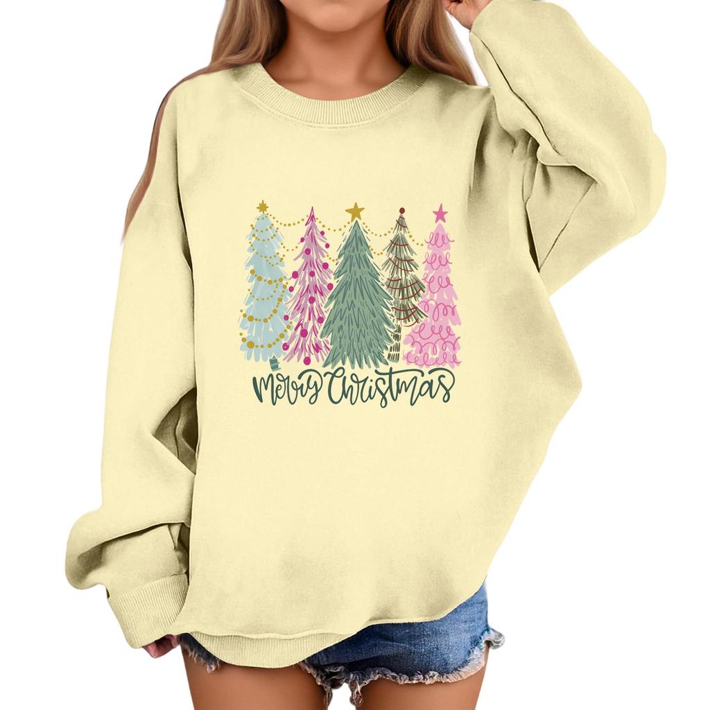 Children's Fashionable Casual Long-sleeved Loose Christmas Print Pullover Sweatshirt