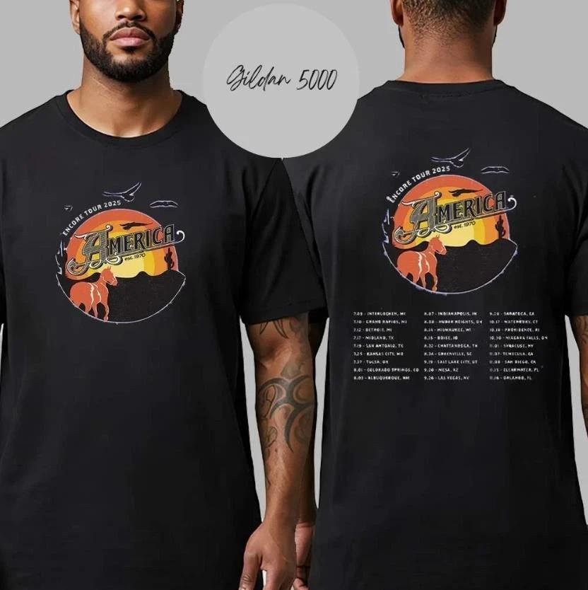 

America Band Encore Tour 2025 Dates List Kick Off At Interlochen MI T-Shirt S