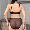 Conjunto de ropa interior de seda de hielo francesa para mujer, conjunto de sujetador push up de encaje sexy con relleno desmontable, sujetador de copa fina, conjuntos de lencería sin costuras