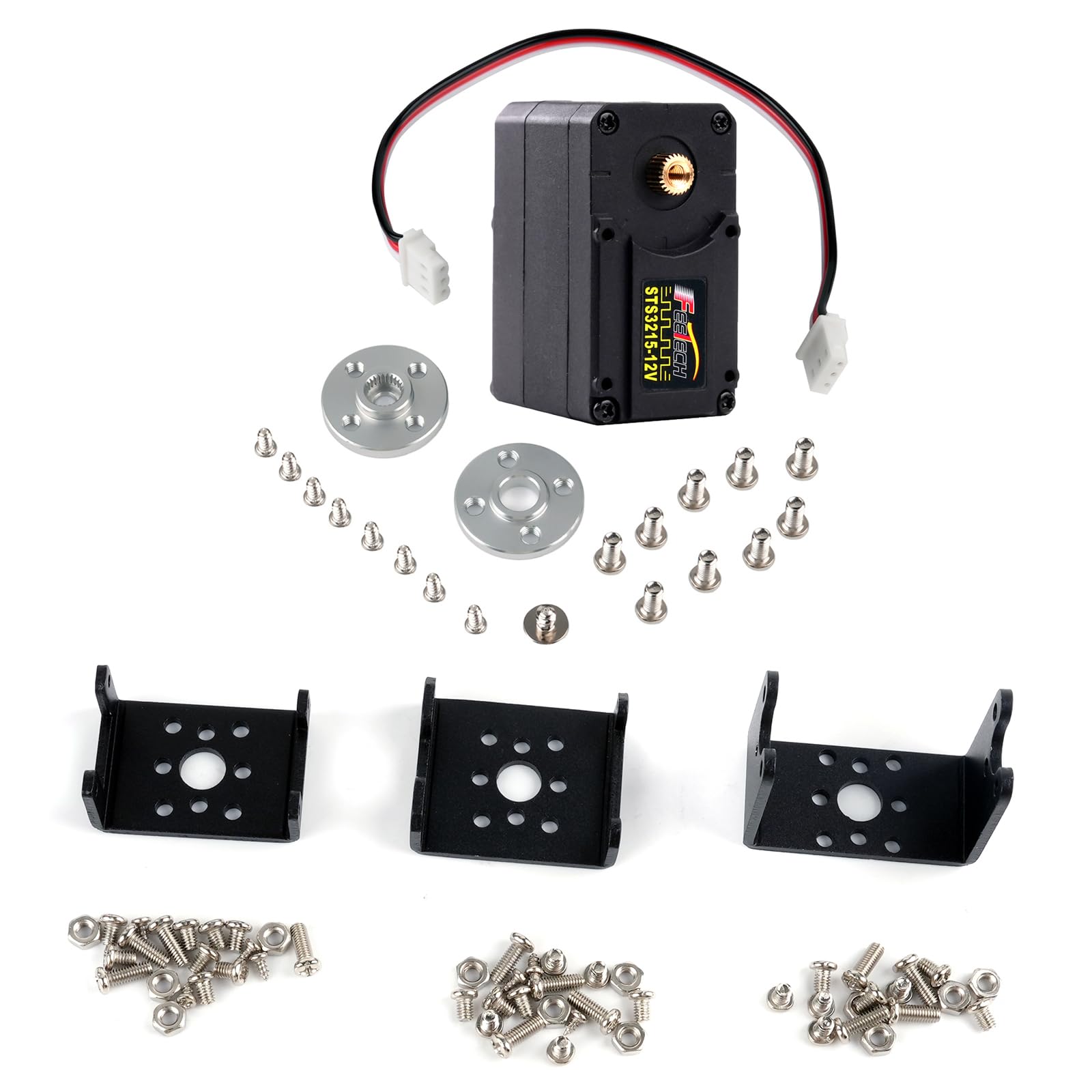 

DIYmall STS3215 12V 30KG Magnetic Encoder Servo Metal Gear Dual Axis TTL Serial Bus Servo 360 Degrees + Metal Bracket for Robot Arm Smart Robot