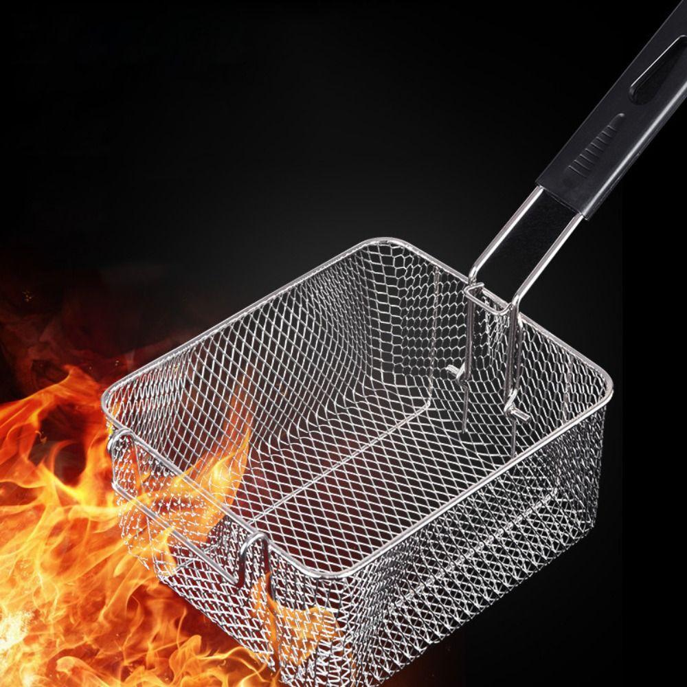 Nonstick Deep Fryer Detachable Handle Camp Food Container Portable Fryer Basket  Kitchen