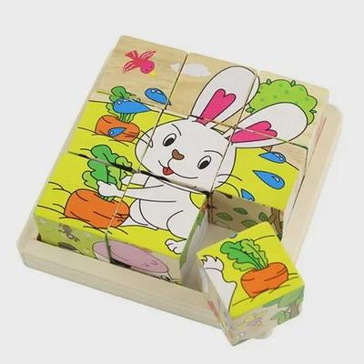 3D Wooden Jigsaw Puzzle: Educational Toy & Gift for Kids with Six-Sided Painting Building Blocks